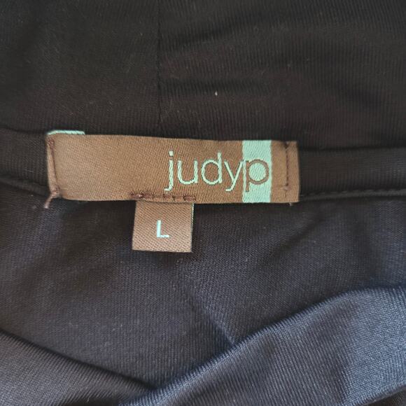 Judy P Jackie Turtleneck Black sz Large Ruched neck, Double layer front Stretch - Picture 3 of 11